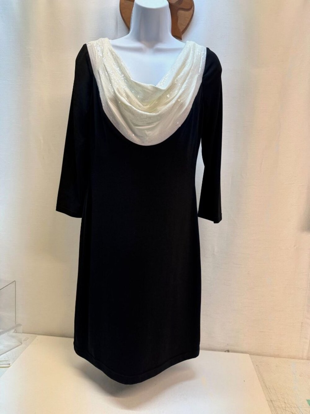 Calvin Klein Womans Cowl Neck Black Sheath Dress- size 6